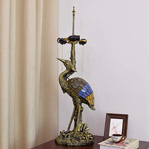 Xiaochen Antique Tiffany Style Male Bird Desk Lamp 20" - Crimson Dragonfly Glass Lampshade for Living Room Study Bedroom