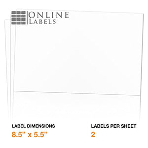 8.5 x 5.5 Half-Sheet Shipping Labels - Permanent, White Matte - for FBA, FedEx, UPS - Pack of 4,000 Labels, 2,000 Sheets - Inkjet/Laser Printers - Online Labels