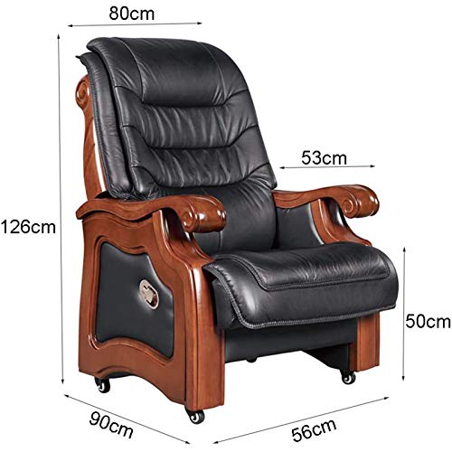 HDZWW Video Game Chairs Home Office Desk Chairs Office Chairs with Lumbar Support Office Chairs & Sofas Leather President Chair,Cowhide Boss Chair for Business,Office Chair with Four-Legged,Big