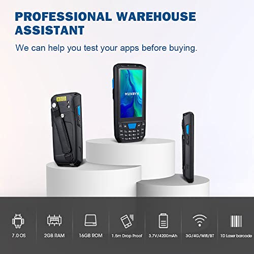 MUNBYN Android Barcode Scanner with Numeric Pad and Honeywell 1D Laser Scanner, 4.5-inch Screen Rugged PDA Handheld - Android 9.0, Wireless Wi-Fi 4G Inventory Warehouse Scanner