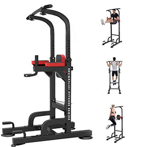 WSSW Power Tower Dip Station Pull Up Bar for Home Gym Adjustable Height Strength Training Workout Equipment