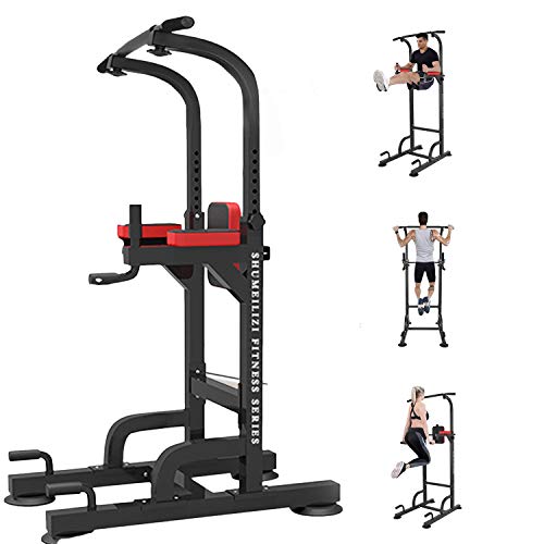WSSW Power Tower Dip Station Pull Up Bar for Home Gym Adjustable Height Strength Training Workout Equipment