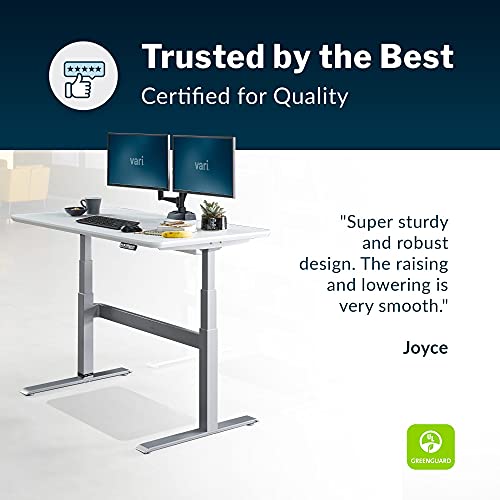 Vari Electric Standing Desk 60 (2019 Model) - Sit to Stand Desk - 3 Button Memory Settings - Includes Crossbar w/Cable Management Tray (60, White w/Crossbar)
