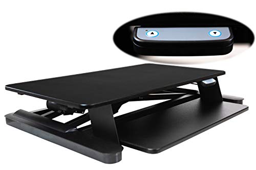 Ergotech Freedom Electronic Desk, Includes Fully Assembled E-Desk, Space for Two 24 inch Computer Screen Monitors, Touch of a Button Height Adjustment, Adjustable Keyboard Tray, Black