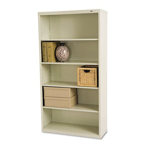 TENNSCO B66PY Metal Bookcase, Five-Shelf, 34-1/2w x 13-1/2d x 66h, Putty