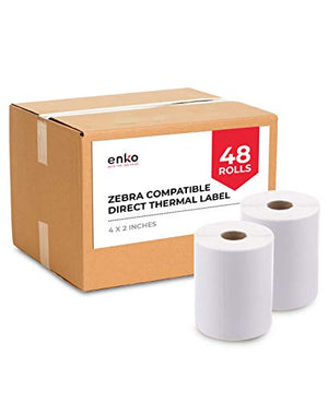 enKo (48 Rolls, 36,000 Labels) 4 x 2" Direct Thermal Address Mailing Shipping Barcode FBA Stickers FN SKU Labels for Zebra,Eltron (Perforated)