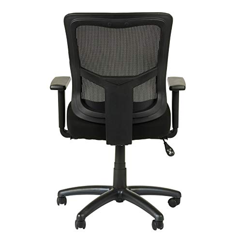 Alera ALEELT4214F Elusion II Series Mesh Mid-Back Swivel/Tilt Chair with Adjustable Arms, Black