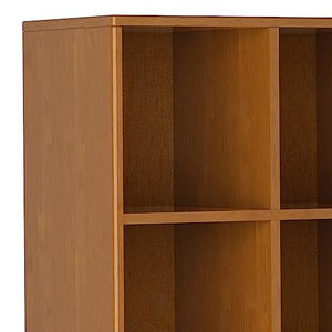 SIMPLIHOME Harper 42 Inch Mid Century Modern Cube Storage Bookcase with Drawers - Teak Brown