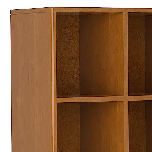 SIMPLIHOME Harper 42 Inch Mid Century Modern Cube Storage Bookcase with Drawers - Teak Brown