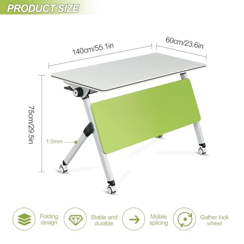 JNMDLAKO Conference Room Tables, 6PCS Flip Top Folding Training Table with Silent Caster Wheels