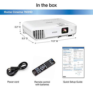 Epson Home Cinema 760HD 3,300 lumens color brightness (color light output) 3,300 lumens white brightness (white light output) HDMI built-in speakers 3LCD projector