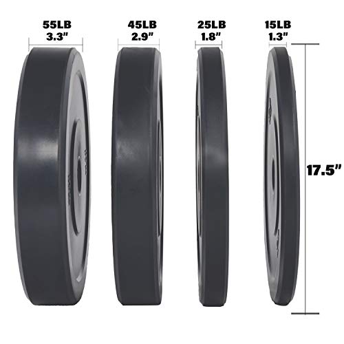 Bumper Plates 2-Inch Olympic Weight Plates for Strength Training, Weightlifting, Hard Virgin Rubber Plates 45LB Pair Set, Durable Home Gym Weights Plate Two Year Warranty