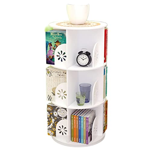 Revolving Bookshelf Organizer 3/4/5-Tier 360 Degree Home Office Living Room Study - White, 46 * 97cm