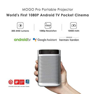 XGIMI MOGO Pro,1080P Full HD, 300 ANSI Lumen Smart Portable Projector, Harman/Kardon Speakers, Android TV 9.0, Google Play Store, The Only 1080P Android TV Portable Cinema