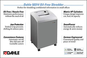 Dahle 50314 Oil-Free Paper Shredder with Jam Protection, SmartPower, German Engineered, 16 Sheet Max, Security Level P-4