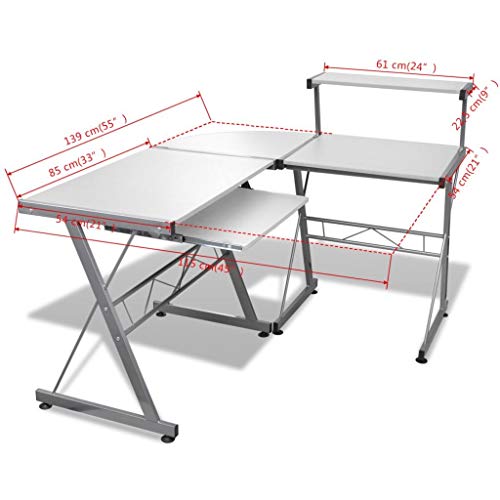 Gaming Desk Corner Desk Modern L-Shaped Desk Computer Office Desk Workstation for Home Office Small Space,with Pull Out Keyboard Tray (White)