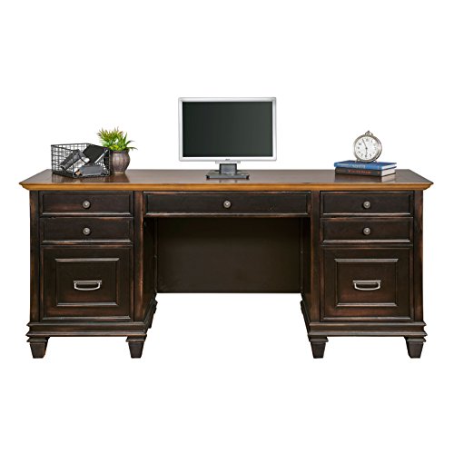 Martin Furniture Hartford Credenza, Brown - Fully Assembled & Hartford Hutch, Brown - Fully Assembled