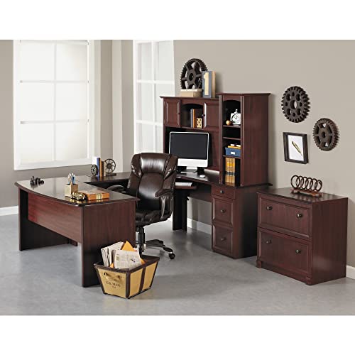 Realspace® Broadstreet 65"W U-Shaped Executive Corner Desk, Cherry