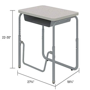 Safco AlphaBetter 2.0 Student Desk with Swinging Footrest Bar, Sit to Stand, 22"-30", Pebble Gray