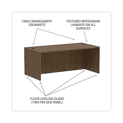 Alera Valencia Series Straight Front Desk Shell, 71 x 35.5 x 29.63, Mod Walnut