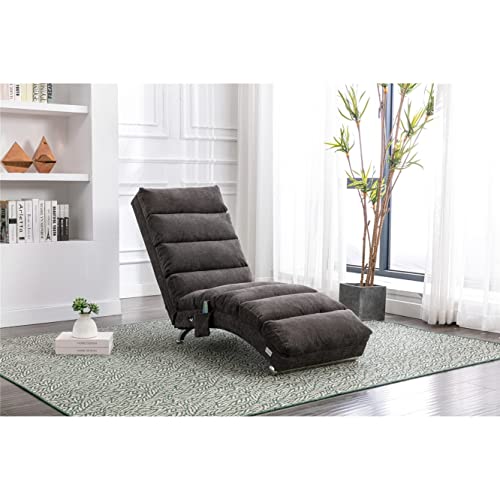 Poly Fabric Ergonomic Backrest Lounges Grey Plaid Handmade Solid Wood
