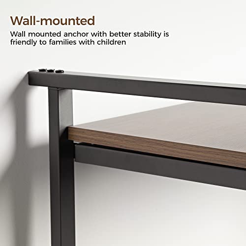 EUREKA ERGONOMIC Bookshelf with Doors, Adjustable 5 Tier Storage Cabinet, 95" Large Open Shelves - Walnut