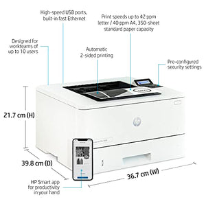 HP Laserjet Pro 4001 dn Monochrome Laser Printer - Print Only - Mobile Printing, 42 ppm, 1200 x 1200 dpi, Auto 2-Sided Printing