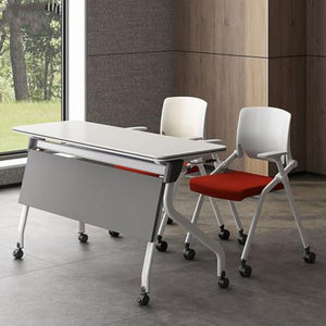 NaLoRa Foldable Computer Table with Modesty Panel and Lockable Wheels (Color: A, Size: 120 * 60 * 75cm)