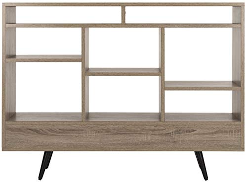 Safavieh FOX4279A Home Collection Marina Retro Mid Century Wood Etagere, Oak and Black