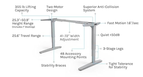 UPLIFT Desk Ash Gray Laminate Standing Desk 60x30 - 2-Leg V2 Adjustable (White)
