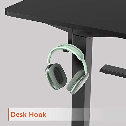 PUTORSEN Electric Height Adjustable Standing Desk, 48 x 24 Inches Sit Stand Home Office Table with Splice Board, Black Frame/Black Top Stand Up Computer Desk with Memory Preset Controller