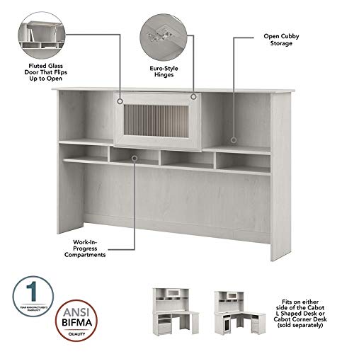 Pemberly Row 60" Modern Engineered Wood Hutch in Linen White Oak