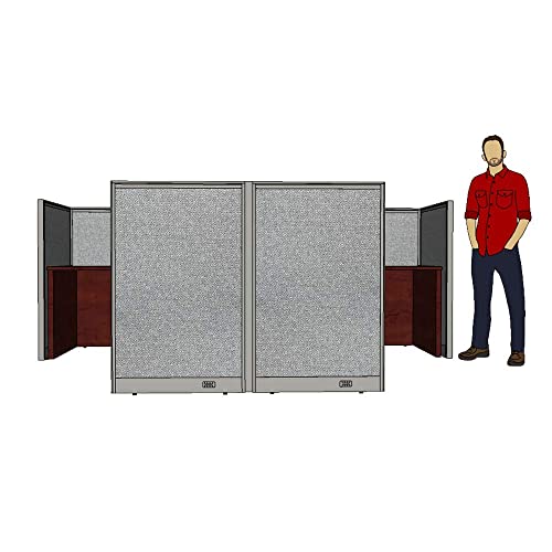 G GOF Double 2 Person Workstation Cubicle (11'D x 6'W x 4'H) Mahogany