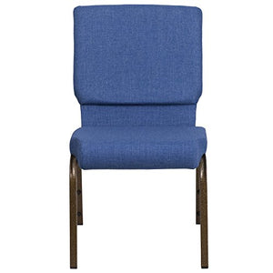 Flash Furniture 4 Pack Stacking Church Chair Blue Fabric Gold Vein Frame