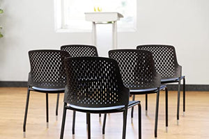 Safco Next Stacking Chair Set of 4, Black Plastic Seat, Steel Frame