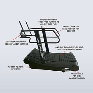 WOLFMATE Fitness Curved Treadmill, Air Runner, Self-Generated Commercial Curved Treadmill, Curved Non-Motorized Treadmill with Resistance Adjustment (MND-Y600B)