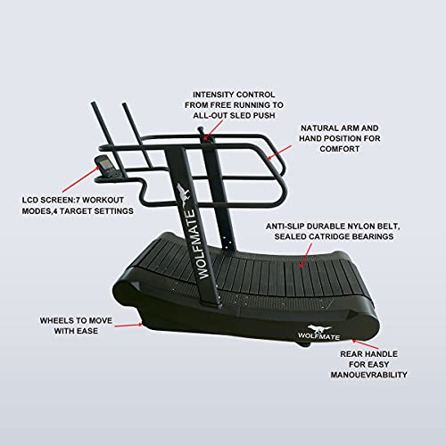 WOLFMATE Fitness Curved Treadmill, Air Runner, Self-Generated Commercial Curved Treadmill, Curved Non-Motorized Treadmill with Resistance Adjustment (MND-Y600B)