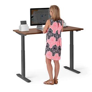 Poppin Series L 2S Adjustable Height Single Desk, Walnut/Charcoal, 47