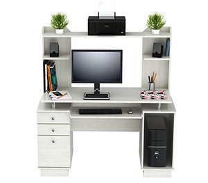 Inval America Computer Work Center With With Hutch, Laricina White