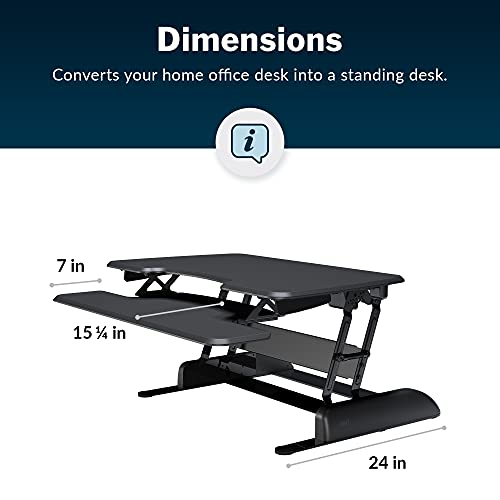VariDesk Essential 36 - Two-Tier Standing Desk Converter - Home Office Sit to Stand Desk Riser - Height Adjustable with Spring Loaded Lift - No Assembly Required
