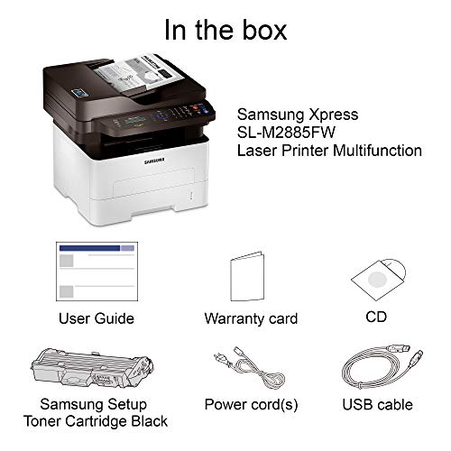 Samsung Xpress M2885FW Wireless Monochrome Laser Printer with Scan/Copy/Fax, Simple NFC + WiFi Connectivity, Duplex Printing and Built-in Ethernet (SS359D)