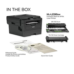 Brother HL-L2395DWB Monochrome Laser Wireless All-in-One Printer with Convenient Flatbed Copy & Scan, Automatic Duplex Printing, 36ppm, 2400 x 600 dpi, 250-sheet, Hi-Speed USB, Tillsiy Printer Cable