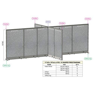 GOF Freestanding X-Shaped Office Partition, Large Fabric Room Divider Panel - 132" x 228" x 48