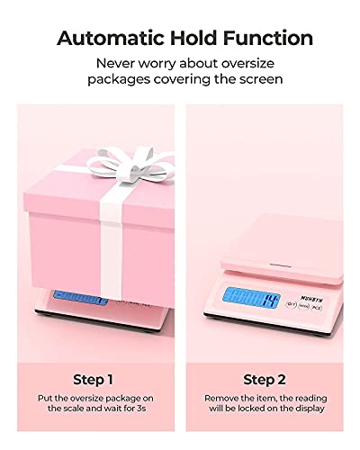 MUNBYN 4x6 Thermal Label Printer with 2.25"x1.25" Direct Thermal Labels and Shipping Scale, Accurate 66lb/0.1oz Postal Scale with Sweet Pink Style and Hold/Tear/PCS Function for Shipping Packages