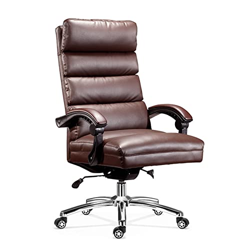 HUIQC Managerial Executive Office Chair with Fixed Armrest and Headrest - Brown