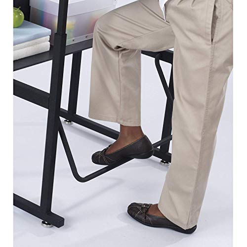 Safco Stand-Up Student Desk with Swinging Pendulum Footrest Bar, 36” W x 24” D Desktop, Adjustable Height - Gray