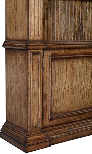 EuroLux Home Belize Rustic Pecan Solid Wood 2-Door Bookcase with 3 Adjustable Shelves