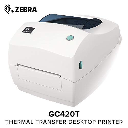 ZEBRA- GC420t Thermal Transfer Desktop Printer for Labels, Receipts, Barcodes, Tags, and Wrist Bands - Print Width of 4 in - USB, Serial, and Parallel Port Connectivity