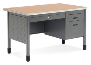 OFM Mesa Series Teachers Desk with Laminate Top - Durable Locking Utility Desk, 30" x 48", Maple (66348-MPL)