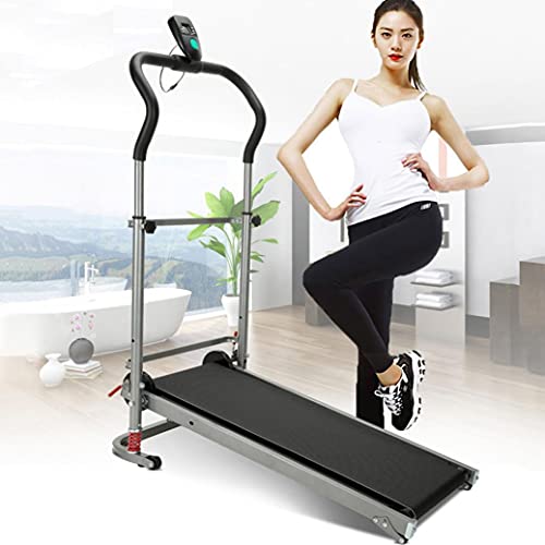 220 lbs Walking Running Treadmill with LCD Display, Compact Folding, Portability Wheels,Shock-Absorbing Folding Manual Treadmill for Home Gym Fitness Exercise(Black,USA in Stock)